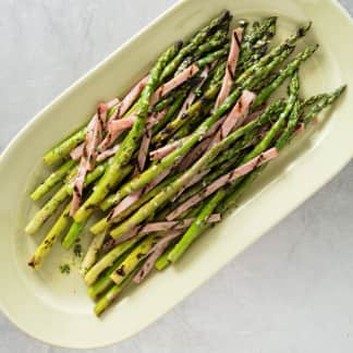 Asparagus and Ham with Mustard-Mint Vinaigrette