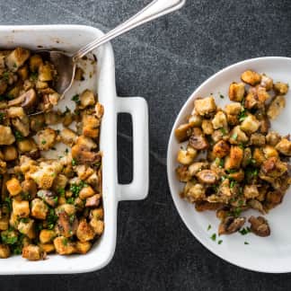 Simple Holiday Stuffing with Mushrooms and Herbs