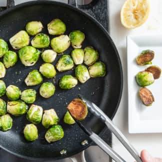 Skillet-Roasted Brussels Sprouts with Lemon and Pecorino Romano