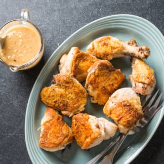 Pan-Roasted Chicken with Shallot and Vermouth Sauce