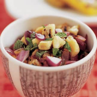 Grilled Banana and Red Onion Salsa