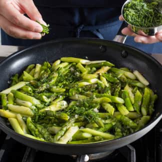 Pan-Steamed Asparagus with Shallots and Herbs