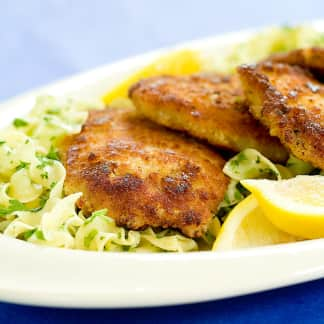 Crispy Pork Cutlets with Buttered Noodles