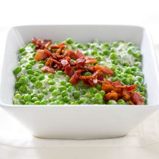 Creamy Peas with Bacon and Goat Cheese