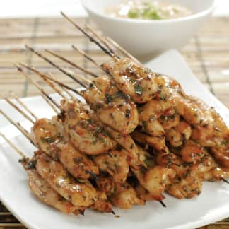 Chipotle Chicken Skewers with Creamy Cilantro Dipping Sauce