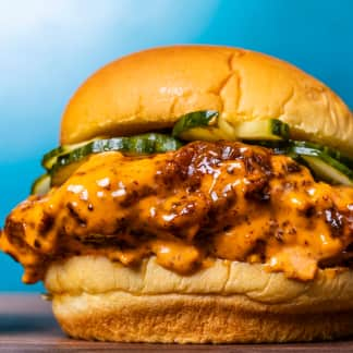 Chili Crisp Pickle-Brined Fried Chicken Sandwiches