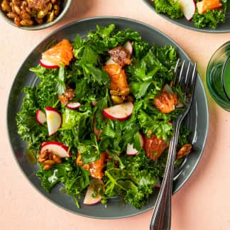 Kale Salad with Radishes, Grapefruit, and Candied Pepitas
