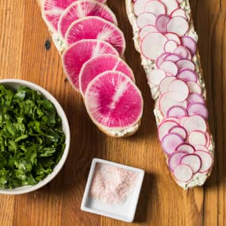 Radish Baguette with Chive Butter and Salt