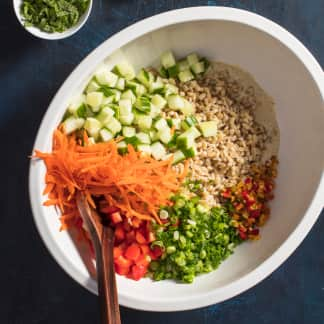 Instant Pot Barley Salad with Lemon-Tahini Dressing