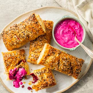 Beet and Caramelized Onion Turnovers with Beet-Yogurt Sauce