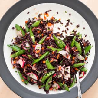 Black Rice Salad with Snap Peas and Ginger-Sesame Vinaigrette
