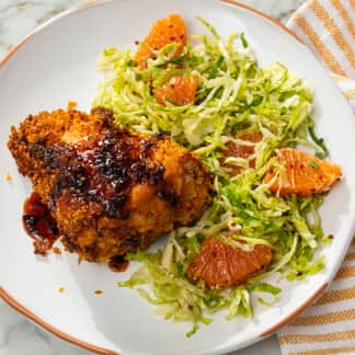 Air-Fryer Chipotle-Honey-Fried Chicken with Brussels Sprout and Citrus Salad