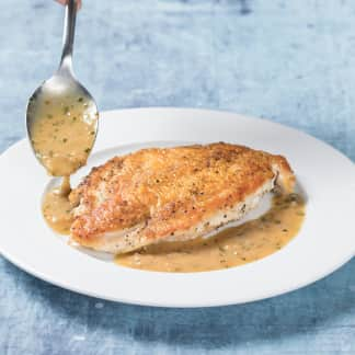 Crispy-Skinned Chicken Breasts with Lemon-Rosemary Pan Sauce