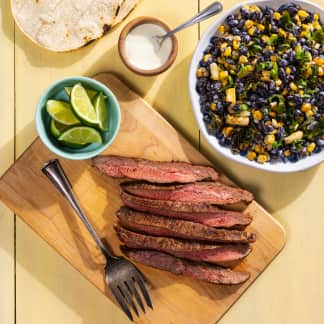 Air-Fryer Flank Steak with Corn and Black Bean Salad