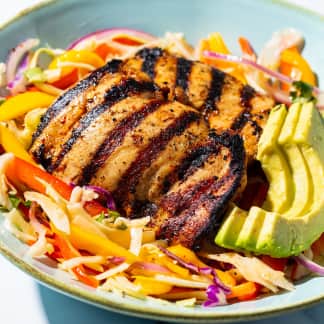 Grilled Chicken Thighs with Mango Slaw