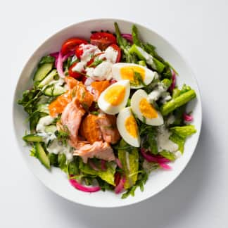 Hearty Green Salad with Hot-Smoked Salmon