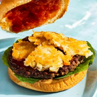 Plant-Based Meatloaf Burgers with Crispy Smashed Tater Tots