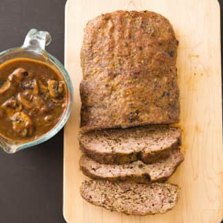 Cast Iron Free-Form Meatloaf with Mushroom Gravy