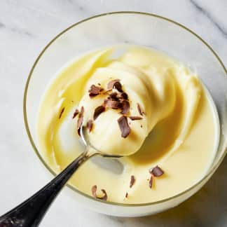 Orange Posset with Shaved Bittersweet Chocolate