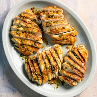 Pan-Roasted Skin-On Chicken Breasts with Coriander, Fennel, and Lemon