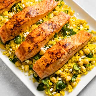 Pan-Seared Salmon with Curried Couscous