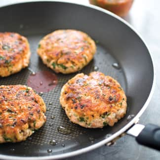 Crispy Salmon Burgers with Tomato Chutney