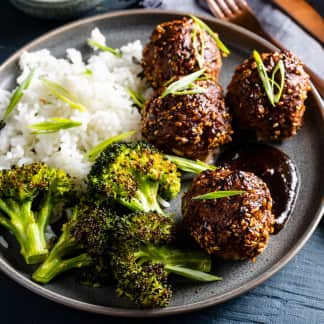 Sesame-Glazed Meatballs and Broccoli