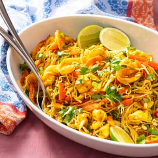 Air-Fryer Shrimp with Curry Noodles