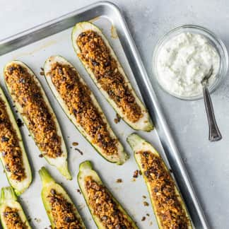 Stuffed Zucchini with Spiced Lamb and Dried Apricots