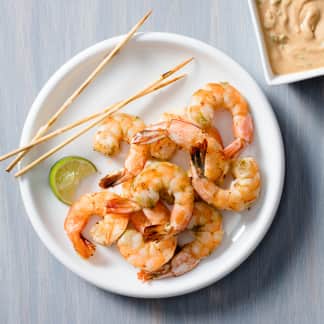 Air-Fryer Thai Shrimp Skewers with Peanut Dipping Sauce