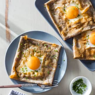 Buckwheat Crepes with Ham, Egg, and Cheese (Galettes Complètes)