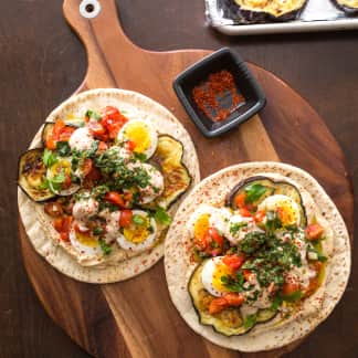 Sabich-Style Eggplant and Egg Sandwiches