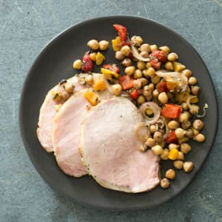 Slow-Cooker Pork Loin With Warm Spiced Chickpea Salad