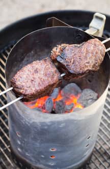 charcoal-grilled steaks