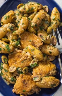 Lemony chicken with fingerling potatoes and olives