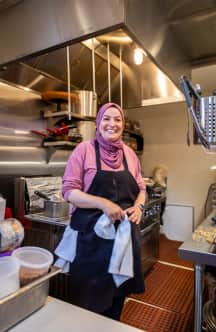 Wafa Bahloul in her restaurant kitchen