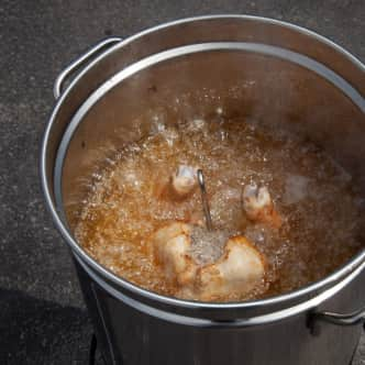 a turkey being fried