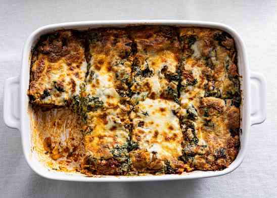 Gluten-Free Lasagna with Cauliflower, Spinach, and Sausage