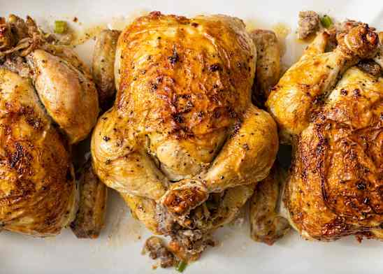Roast Cornish Hens with Apple-Sausage Stuffing
