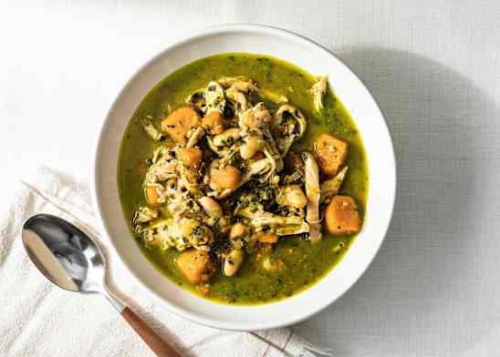 Salsa Verde Chicken and Squash Soup