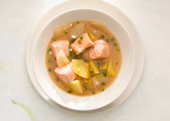 Japanese Salmon and Potato Miso Soup