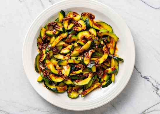 Crisp-Tender Zucchini with Soy-Chili Crisp Drizzle