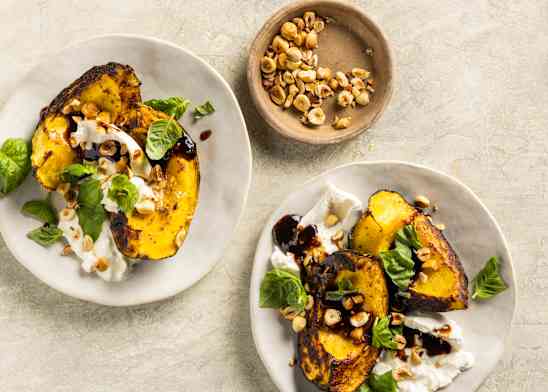 Squash Agrodolce with Toasted Hazelnuts and Burrata