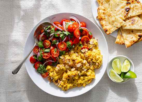Creamy Curried Chickpeas with Tomato Salad