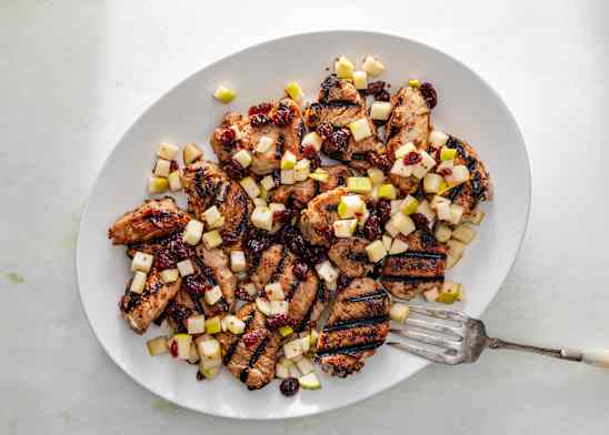 Grilled Sage Pork with Cranberry-Apple Relish