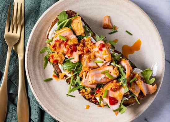 Salmon Toasts with Calabrian Chile–Garlic Butter