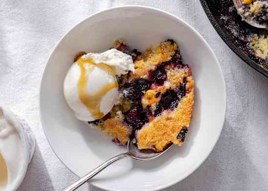 Blueberry-Corn Spoon Cake