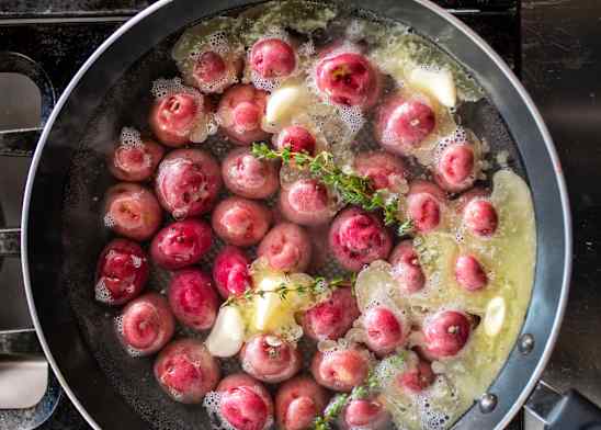 Braised Red Potatoes with Lemon and Chives