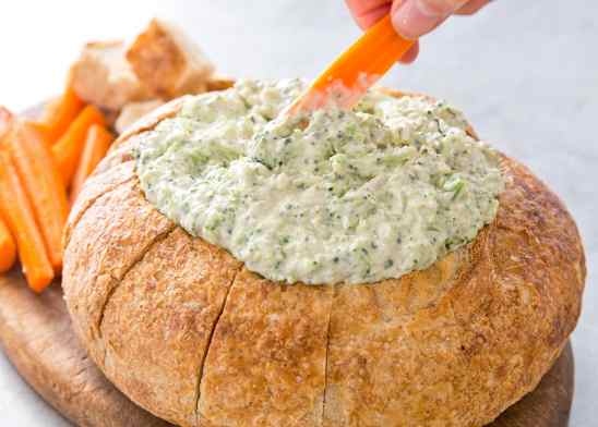 Broccoli Dip in a Bread Bowl