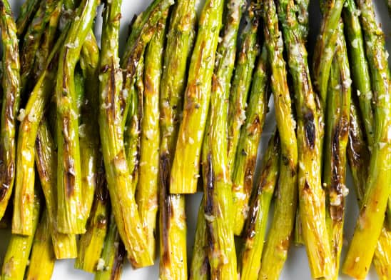 Broiled Asparagus with Garlic-Butter Sauce